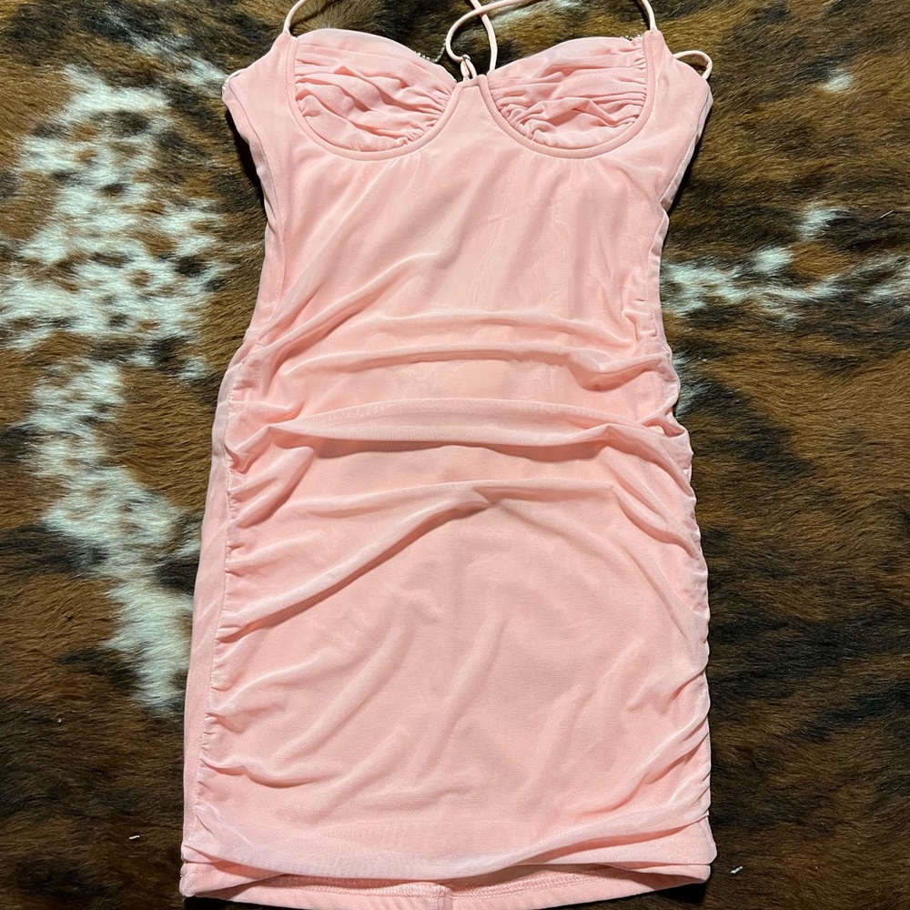 Elegant Pink Ruched Slip Dress